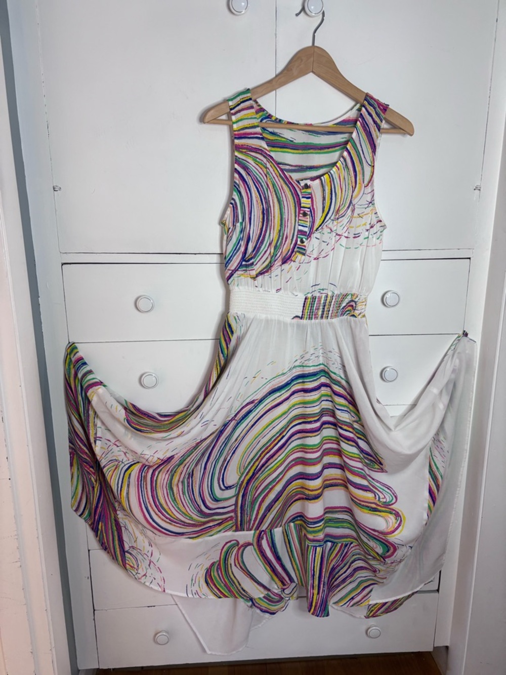 Plenty by Tracy Reese Anthropologie White Multicolor Swirl Midi Dress